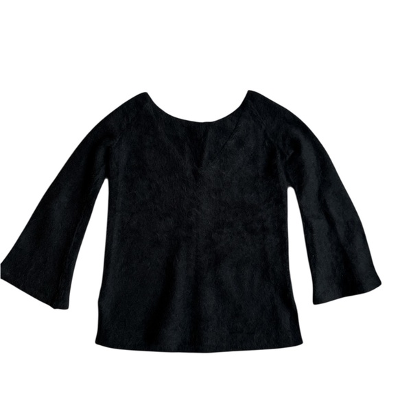 Free People Black Angora Rabbit Fur Flare Sleeve Scoop Back Sweater Soft - Picture 3 of 6